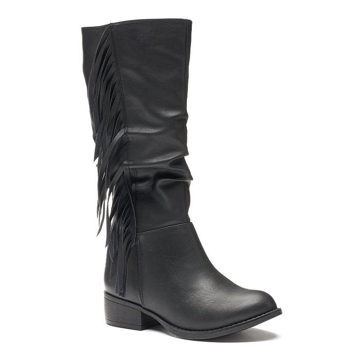 Candie's&reg; Girls' Tall Fringe Riding Boots, Girl's, Size: 2, Black