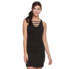 Juniors' Mudd&reg; Ladder V-neck Bodycon Dress, Girl's, Size: Xs, Black