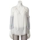 Women's Lc Lauren Conrad Ruffle Cold-shoulder Top, Size: Xl, White Oth