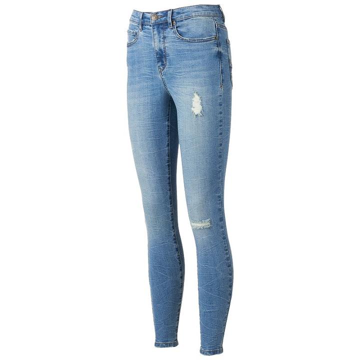 Juniors' Mudd&reg; High-rise Faded Jeggings, Teens, Size: 9, Med Blue