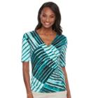Women's Dana Buchman Printed Surplice Top, Size: Xs, Green