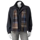 Big & Tall Towne Wool-blend Hipster Jacket With Plaid Scarf, Men's, Size: 3x Big, Grey Other