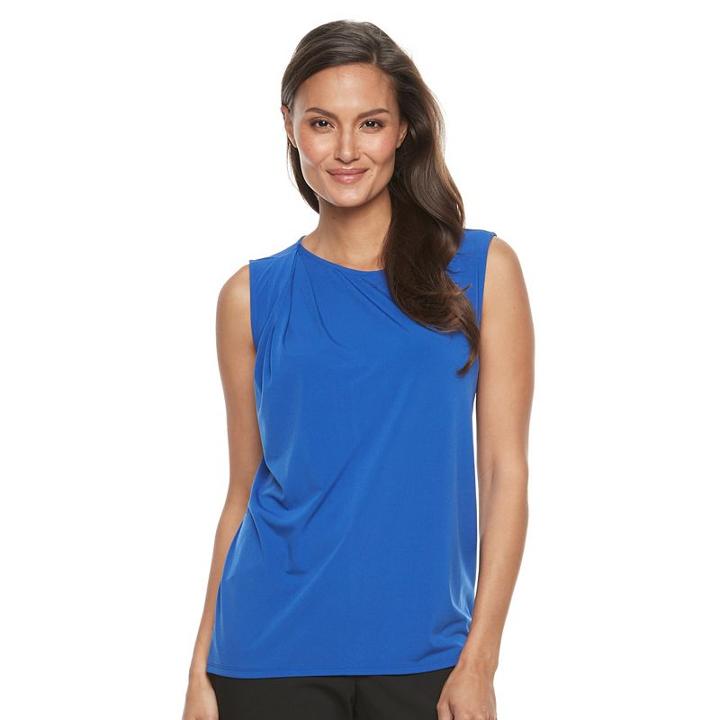 Women's Dana Buchman Asymmetrical Pleated Top, Size: Medium, Med Blue