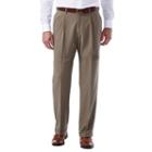 Men's Haggar Eclo Glen Plaid Classic-fit Pleated Dress Pants, Size: 38x29, Dark Beige