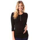 Maternity Pip & Vine By Rosie Pope Henley Tee, Women's, Size: S-mat, Black