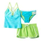Girls 7-16 Zeroxposur 3-pc. Outer Spaced Tankini Swimsuit Set, Girl's, Size: 16, Med Blue