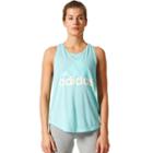 Women's Adidas Essential Linear Logo Tank, Size: Large, Light Blue