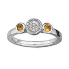 Stacks And Stones Sterling Silver Citrine And Diamond Accent Stack Ring, Women's, Size: 8, Orange