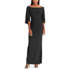 Women's Chaps Off-the-shoulder Evening Gown, Size: 18, Black