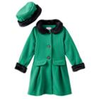 Girls 4-6x Sophie Rose Green Fleece Peacoat With Hat, Girl's, Size: 5, Med Green