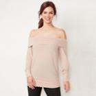 Women's Lc Lauren Conrad Weekend Off-the-shoulder Sweatshirt, Size: Xl, Light Pink