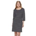 Women's Nina Leonard Striped Shift Dress, Size: Xl, Turquoise/blue (turq/aqua)