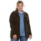 Plus Size Sonoma Goods For Life&trade; Supersoft Airy Shawl Collar Cardigan, Women's, Size: 2xl, Dark Brown