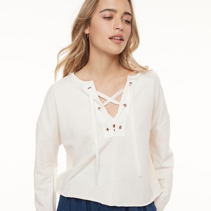 K/lab Lace-up Sweatshirt, Teens, Size: Xs, White