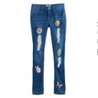 Girls 7-12 Freestyle Revolution Printed Patch Skinny Jeans, Size: 12, Dark Blue
