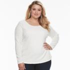 Plus Size Jennifer Lopez Bar Back Boucle Top, Women's, Size: 1xl, White