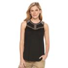 Women's Sonoma Goods For Life&trade; Embroidered Fringe Tank, Size: Xs, Black