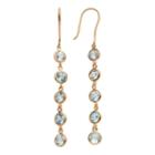 14k Gold Over Silver Blue Topaz Linear Drop Earrings, Women's