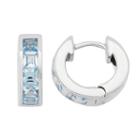 Lab-created Aquamarine Sterling Silver Huggie Hoop Earrings, Women's, Blue