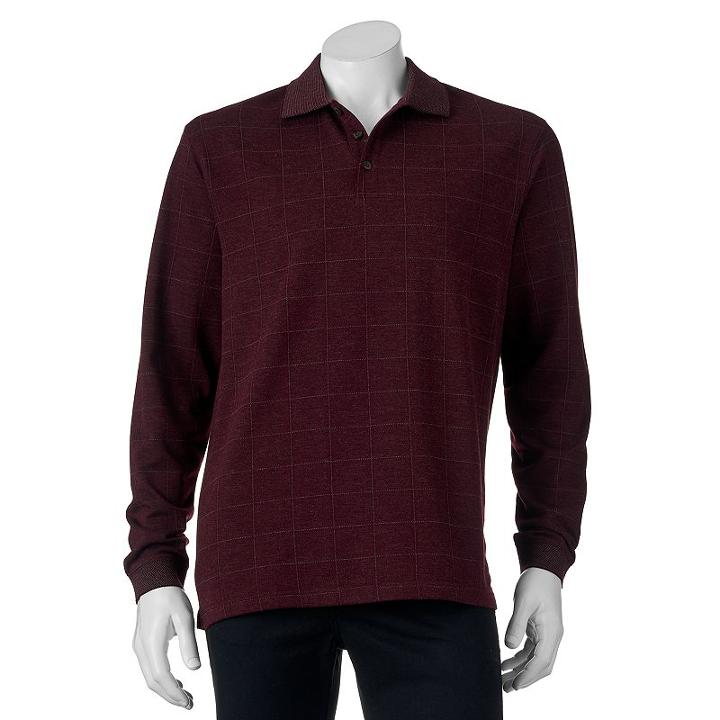 Men's Haggar Classic-fit Windowpane Jacquard Polo, Size: Xl, Drk Purple