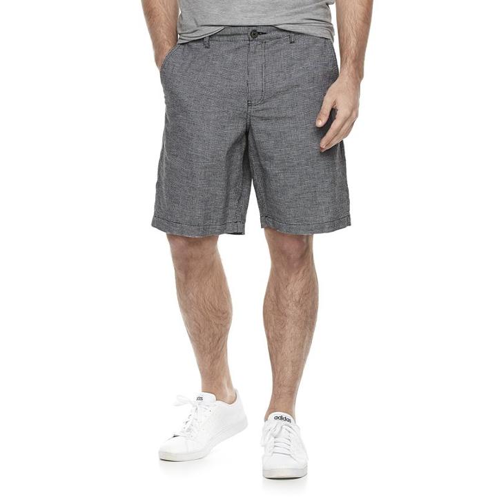 Men's Marc Anthony Slim-fit Houndstooth Linen-blend Shorts, Size: 32, Grey