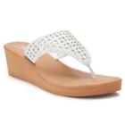 Dana Buchman Perforated Hood Thong Wedge Sandals, Women's, Size: Small, White