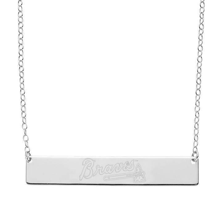 Atlanta Braves Sterling Silver Bar Necklace, Women's, Size: 16, Grey