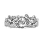 Sterling Silver 1/10-ct. T.w. Diamond Butterfly Ring, Women's, Size: 8, White