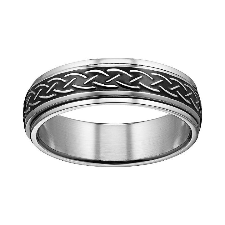 Stainless Steel Celtic Knot Spinner Band, Men's, Size: 14, Black