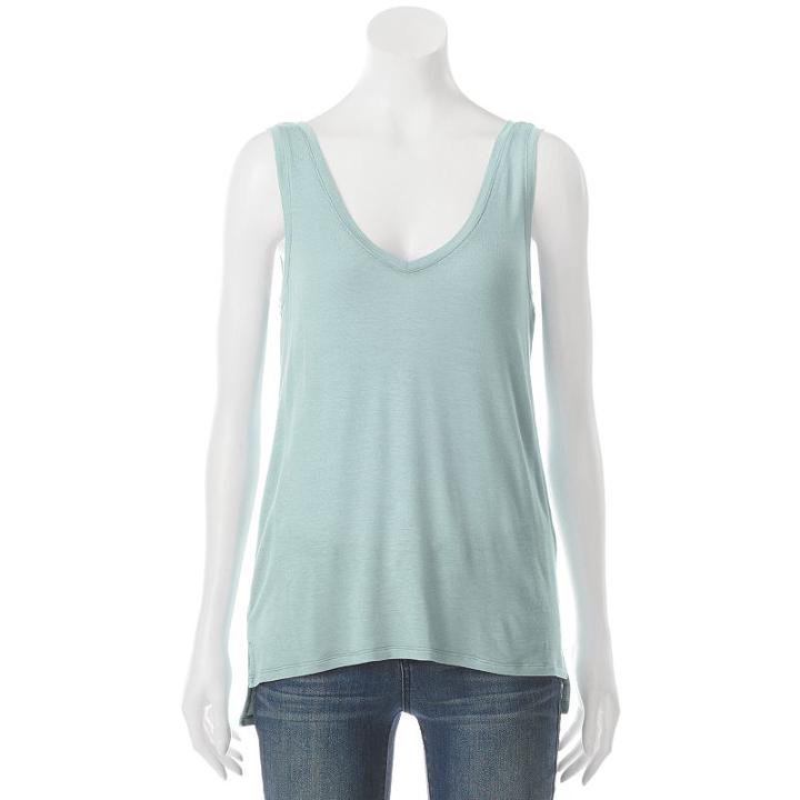 Juniors' Mudd&reg; Step Hem V-neck Tank, Teens, Size: Medium, Med Blue