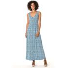 Women's Chaps Tile-print Jersey Maxi Dress, Size: Xs, Blue