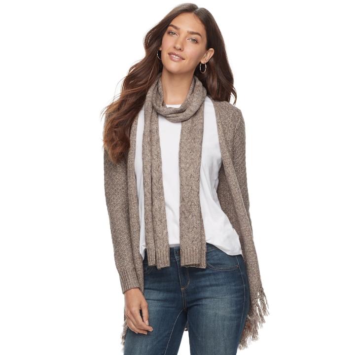 Women's Sonoma Goods For Life&trade; Scarf & Cardigan, Size: Small, Med Brown