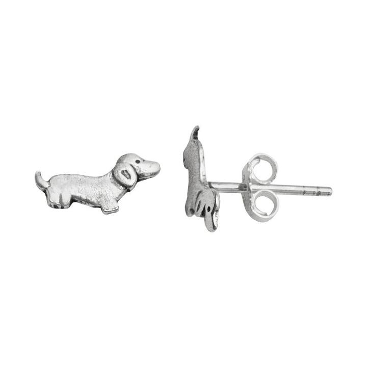 Itsy Bitsy Sterling Silver Dachshund Stud Earrings, Women's