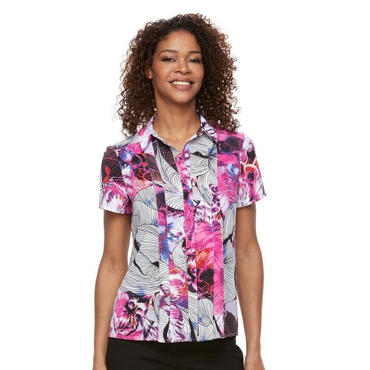 Women's Dana Buchman Pleated Blouse, Size: Small, Dark Pink