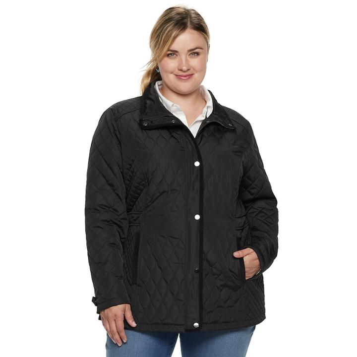 Plus Size Sebby Collection Quilted Barn Jacket, Women's, Size: 2xl, Black