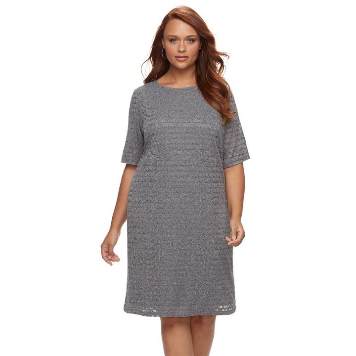 Plus Size Suite 7 Burnout Shift Dress, Women's, Size: 20 W, Grey