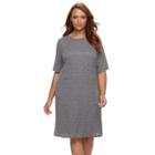 Plus Size Suite 7 Burnout Shift Dress, Women's, Size: 20 W, Grey