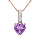 Stella Grace Amethyst And Diamond Accent 10k Rose Gold Heart Pendant Necklace, Women's, Size: 17, Purple