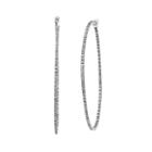 Diamond Mystique Platinum Over Silver Inside-out Hoop Earrings, Women's, White