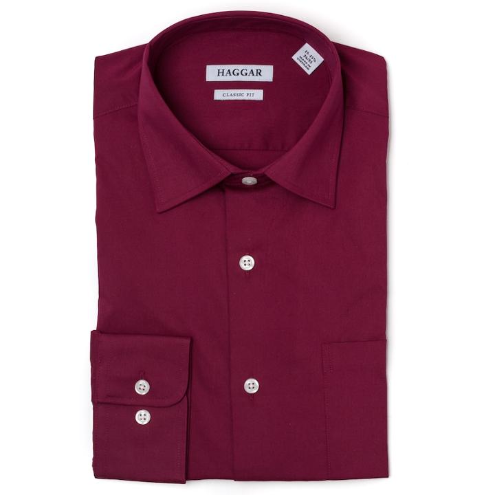 Men's Haggar Premium Comfort Slim-fit Stretch Dress Shirt, Size: 16.5-32/33, Red