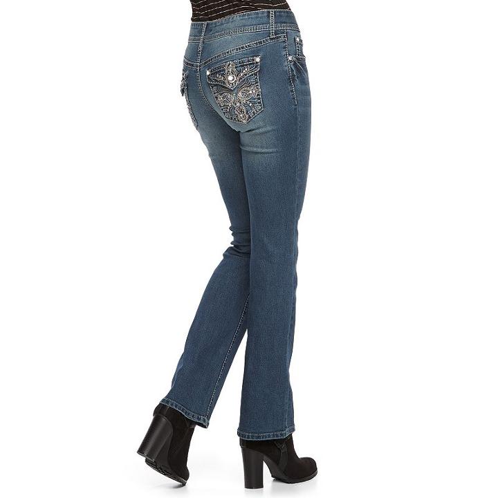 Women's Apt. 9&reg; Embellished Bootcut Jeans, Size: 0, Med Blue