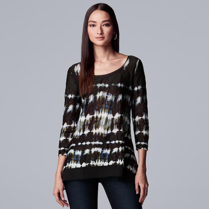 Women's Simply Vera Vera Wang Printed Crinkle Tee, Size: Small, Oxford