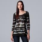 Women's Simply Vera Vera Wang Printed Crinkle Tee, Size: Small, Oxford