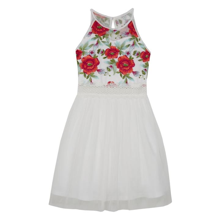 Girls 7-16 Iz Amy Byer Embroidered Floral Fit & Flare Dress, Size: 8, Ivory Floral