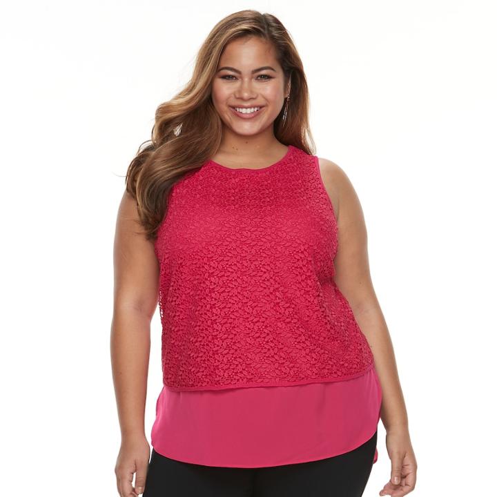 Plus Size Apt. 9&reg; Lace Tank, Women's, Size: 3xl, Med Pink