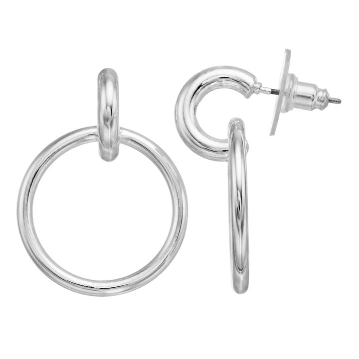 Dana Buchman Silver Tone Hoop Drop Earrings, Women's