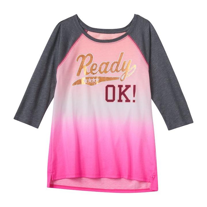 Girls Plus Size So&reg; Raglan Baseball Graphic Tee, Girl's, Size: 12 1/2, Brt Pink