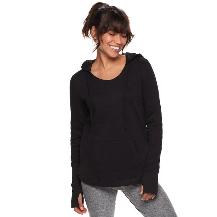 Petite Tek Gear&reg; Thumb Hole Hoodie, Women's, Size: L Petite, Black
