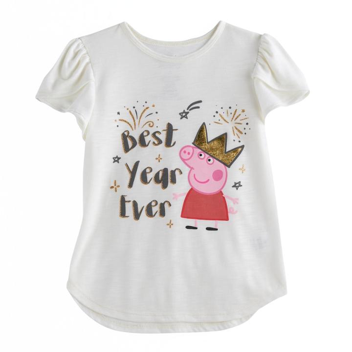 Girls 4-10 Jumping Beans&reg; Peppa Pig Best Year Ever Graphic Tee, Size: 6, Lt Beige