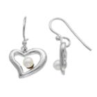 Pearlustre By Imperial Sterling Silver Freshwater Cultured Pearl Heart Drop Earrings, Women's, White